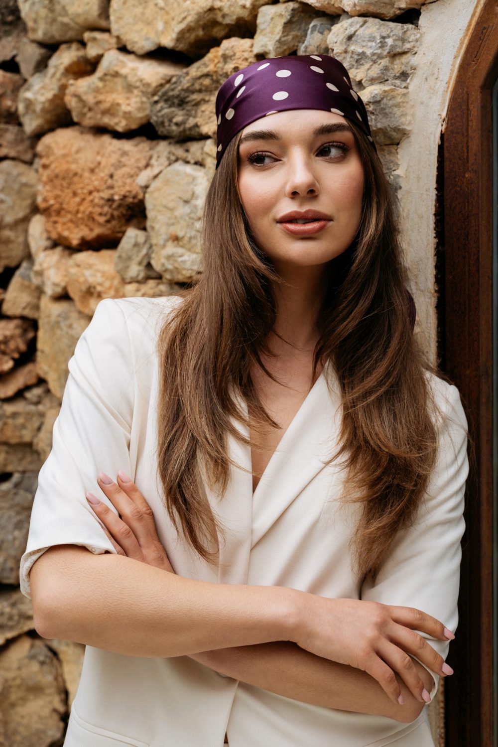 &Co Woman - Dot Scarf - Plum