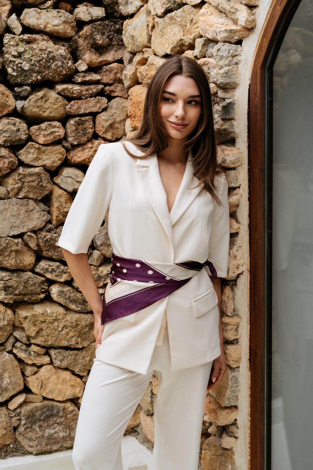 &Co Woman - Dot Scarf - Plum