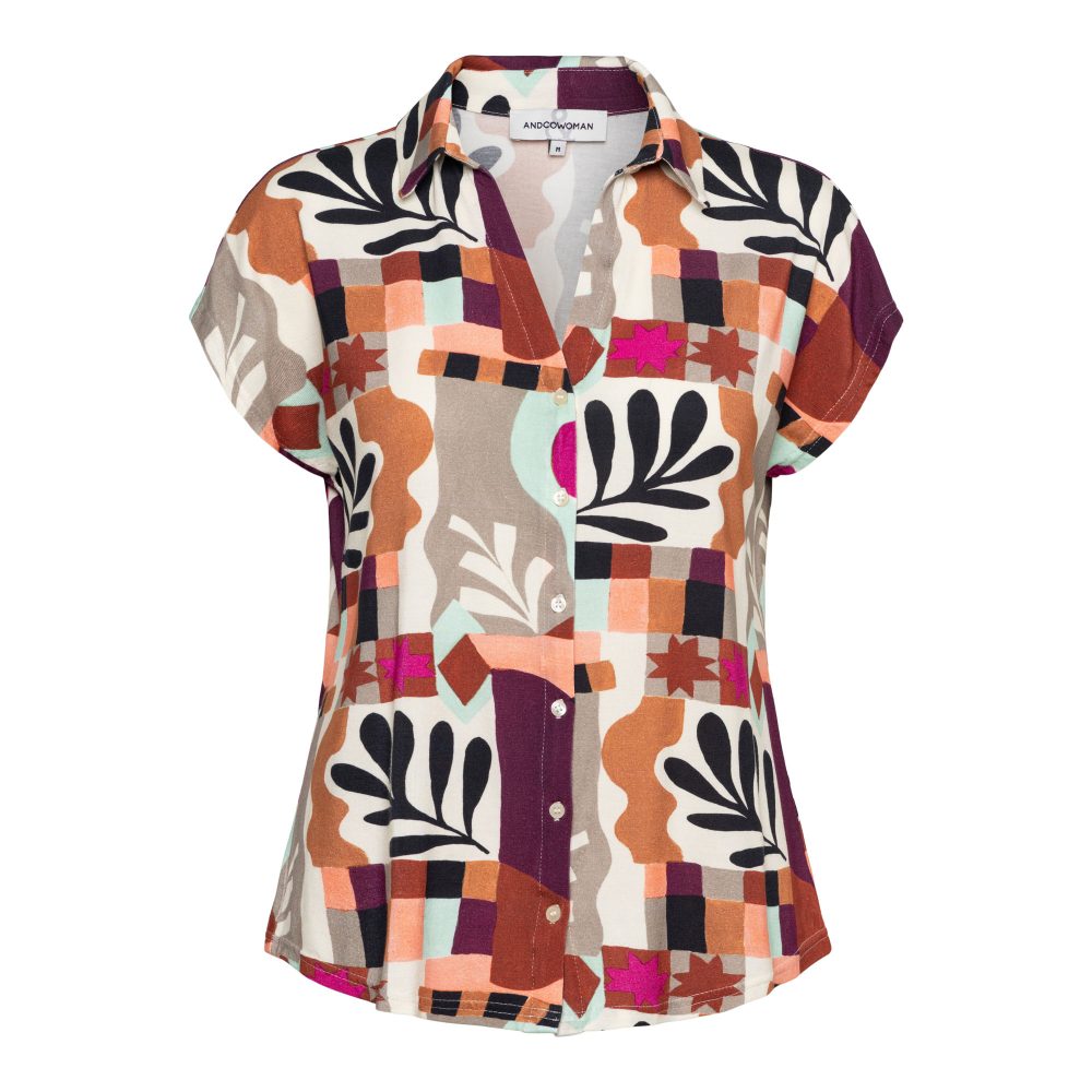 &Co Woman - Valetta Art Leaf - Plum multi