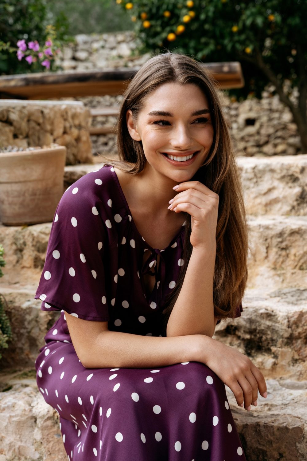 &Co Woman - Bibbi Dot - Plum multi