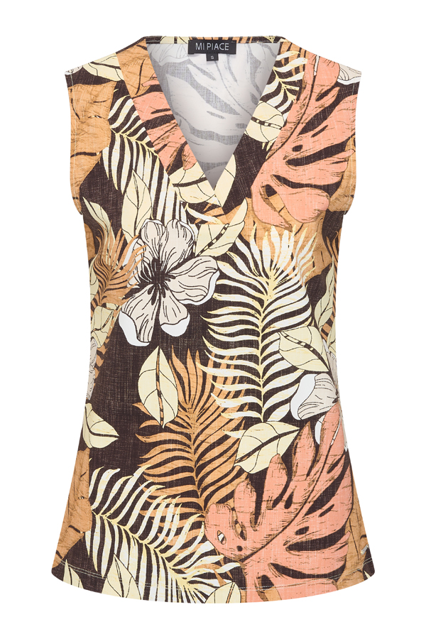 Mi Piace - Top Botanical Print - Espresso