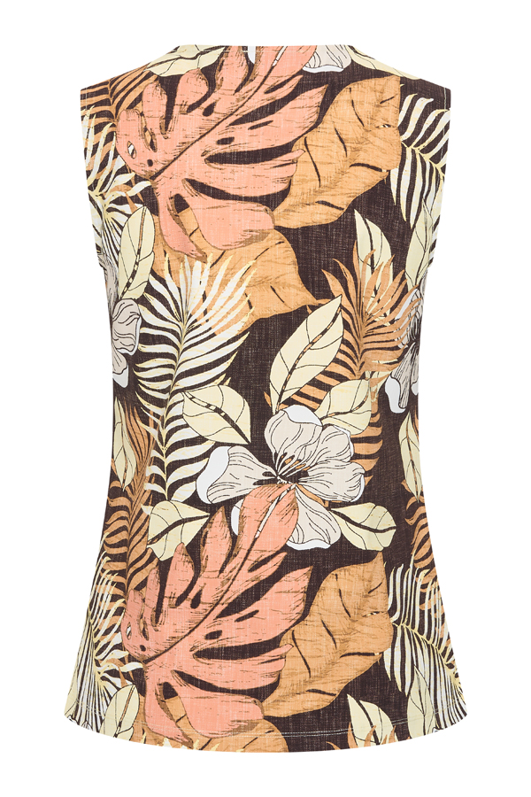 Mi Piace - Top Botanical Print - Espresso