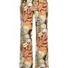 Mi Piace - Trousers Straight Botanical Print - Espresso