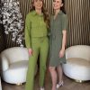 Mi Piace - Dress V Neck - Olive