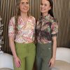 Mi Piace - Blouse Puff Pencil Branches Print - Olive