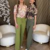 Mi Piace - Blouse Puff Pencil Branches Print - Olive