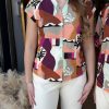 &Co Woman - Valetta Art Leaf - Plum Multi