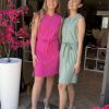 Triple Nine - Dress cut sleeves with zip and belt - Sage green