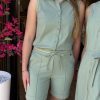 Triple Nine - Blouse Cut Sleeves Gold Bies - Sage Green