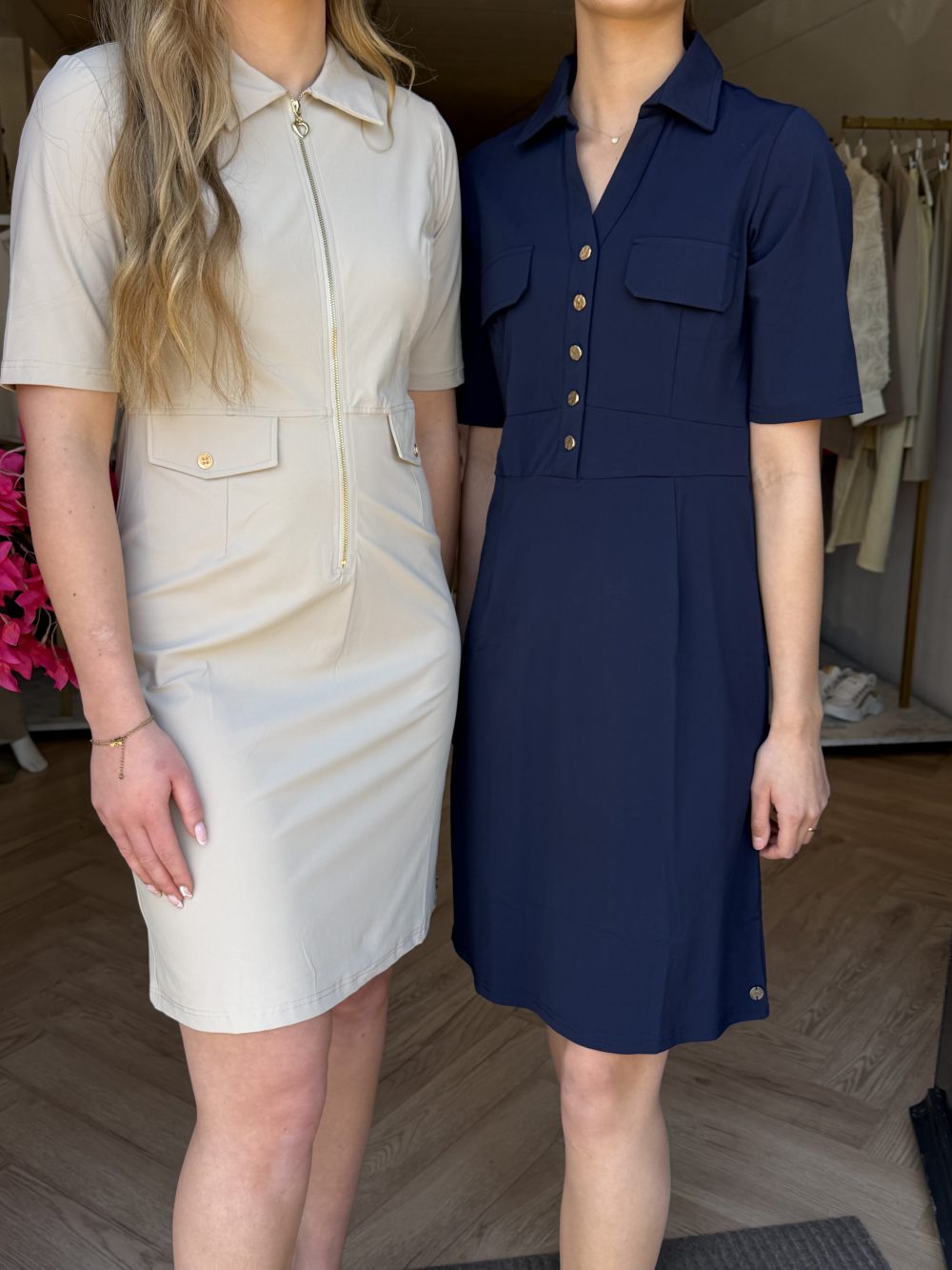 Triple Nine – Dress short sleeves with zip – Beige