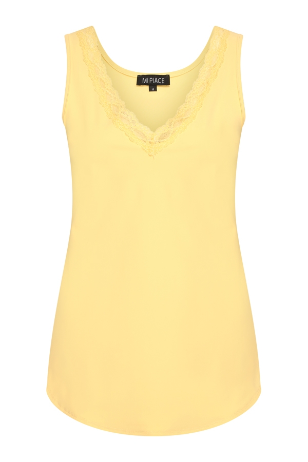 Mi Piace - Hemd V Hals Kant - Lemon Yellow