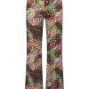 Mi Piace - Trousers Straight Heavy Pencil Branches Print - Olive
