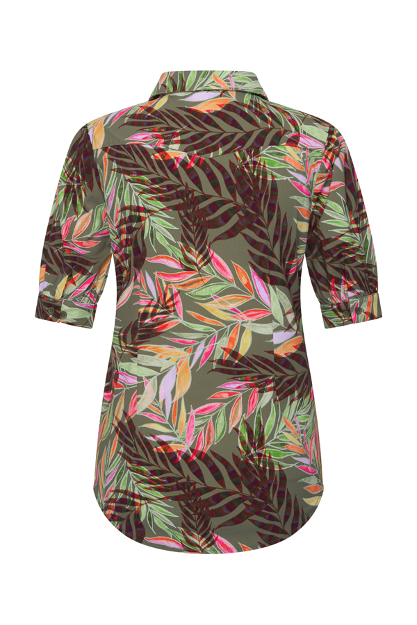 Mi Piace - Blouse Puff Pencil Branches Print - Olive