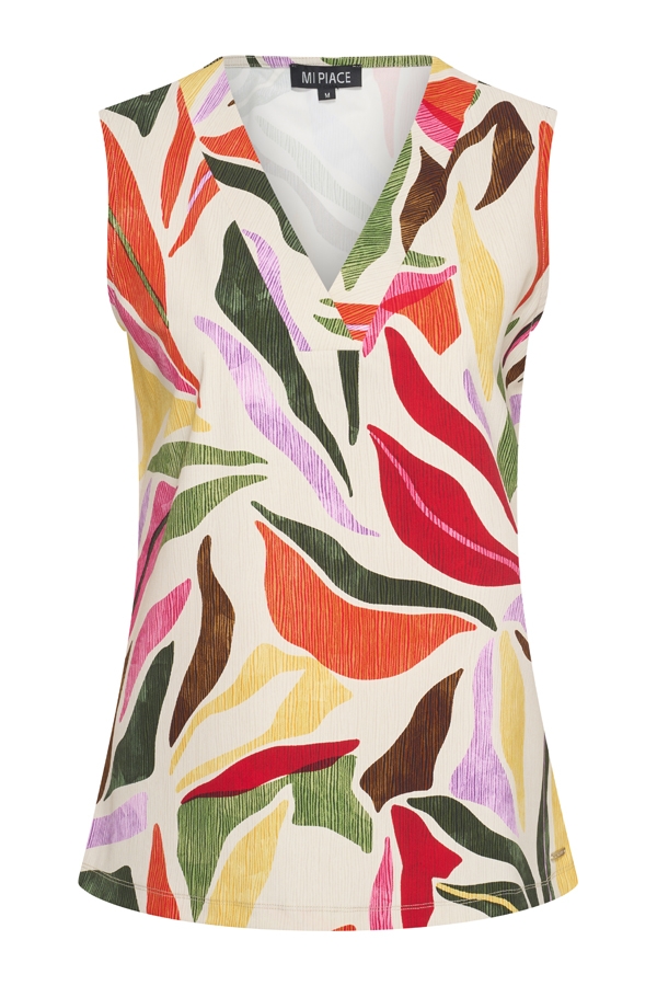 Mi Piace - Top Summer Leaf Dance Print - Off White