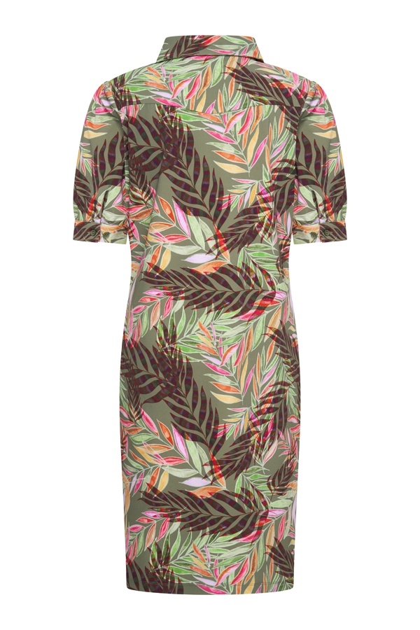 Mi Piace - Polo Dress Pencil Branches Print - Olive