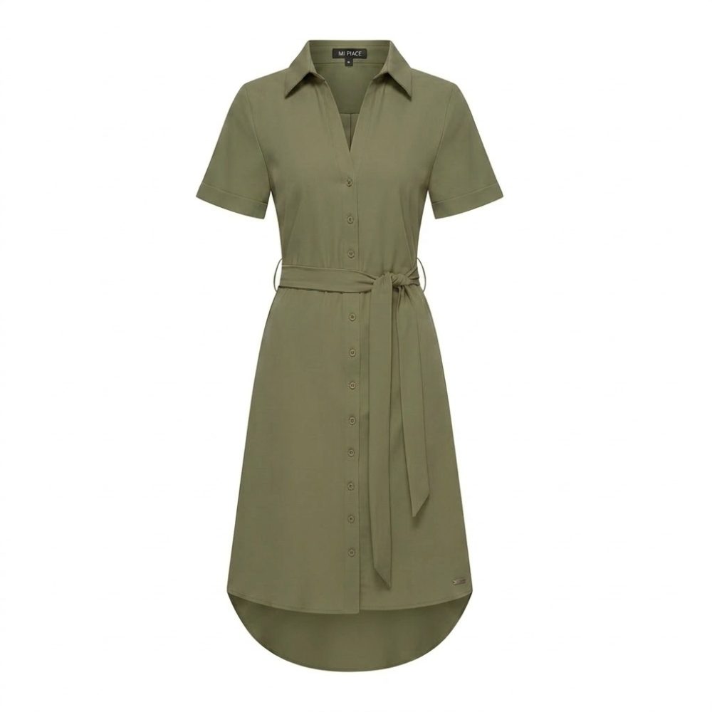 Mi Piace - Dress V Neck - Olive