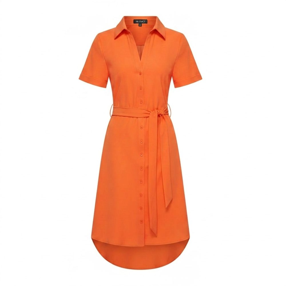 Mi Piace - Dress V Neck - Orange