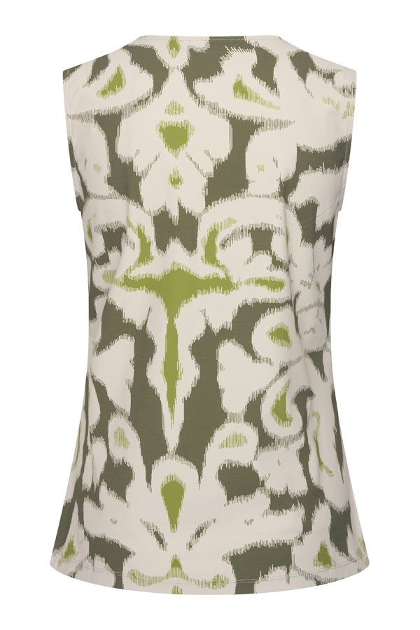 Mi Piace - Top Ikat Ornaments Print - Olive
