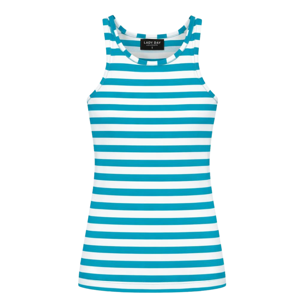 Lady Day - Sandy Travelstof Top - White/Atlantis