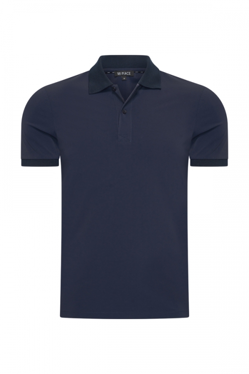Mi Piace Heren - Men Zip Polo Shirt - Dark Blue