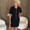 Triple Nine - Dress short sleeves with zip - Black
