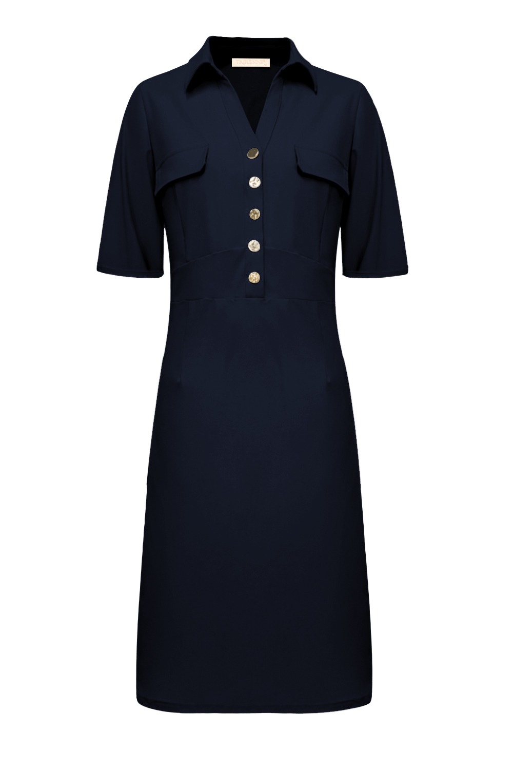 Triple Nine - Dress short sleeves and gold buttons and cargo pockets - Navy