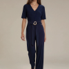 Triple Nine - Jumpsuit short sleeves v neck with zip - Navy