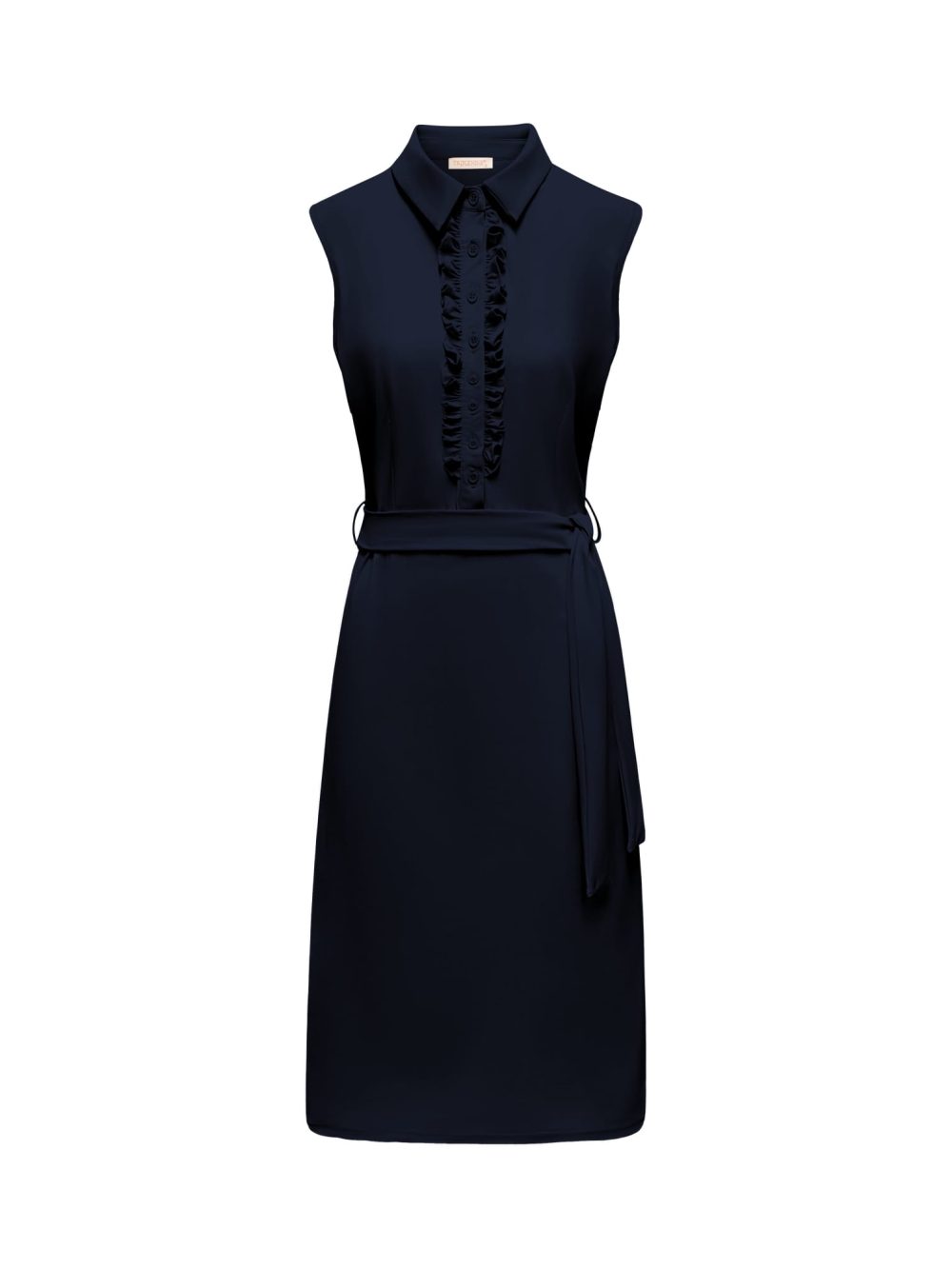Triple Nine - Dress long cut sleeves with rouches and belt - Navy