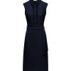 Triple Nine - Dress long cut sleeves with rouches and belt - Navy