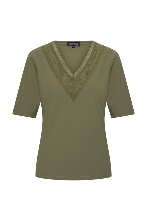 Mi Piace - T Shirt Lace - Olive | Morgen in huis!