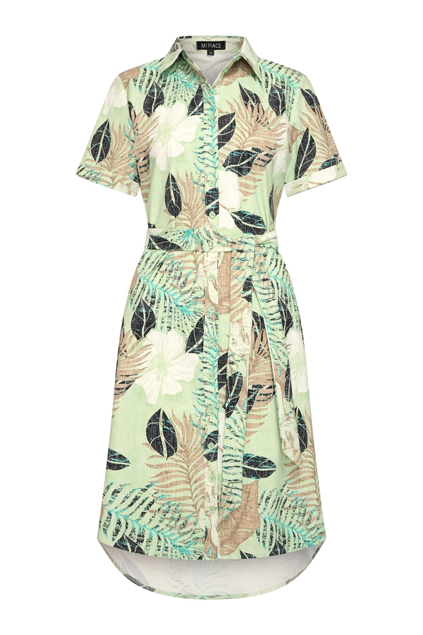 Mi Piace - Dress Short Sleeves Botanical Print - Pistachio Print | Morgen in huis!