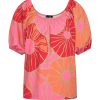 Mi Piace - Bardot Top Border Desert Anemone Print - Coral