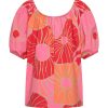 Mi Piace - Bardot Top Border Desert Anemone Print - Coral