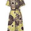 Mi Piace - Jurk Korte Mouw Knoopjes - Desert Anemone Print Sweat Pea