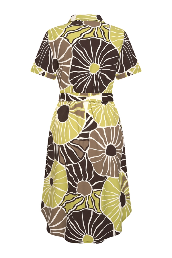 Mi Piace - Jurk Korte Mouw Knoopjes - Desert Anemone Print Sweat Pea