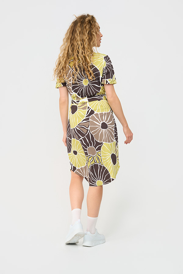 Mi Piace - Jurk Korte Mouw Knoopjes - Desert Anemone Print Sweat Pea