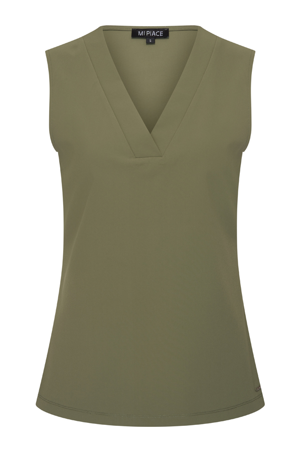 Mi Piace - Top Mouwloos - Olive | Morgen in huis!