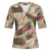 Mi Piace - T Shirt V Neck Pencil Branches Print - Olive | Morgen in huis!