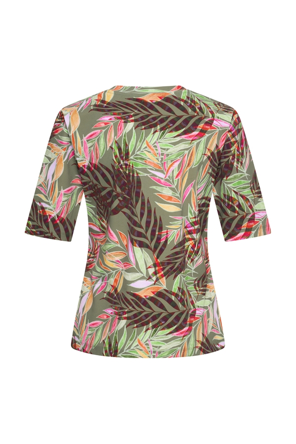 Mi Piace - T Shirt V Neck Pencil Branches Print - Olive | Morgen in huis!