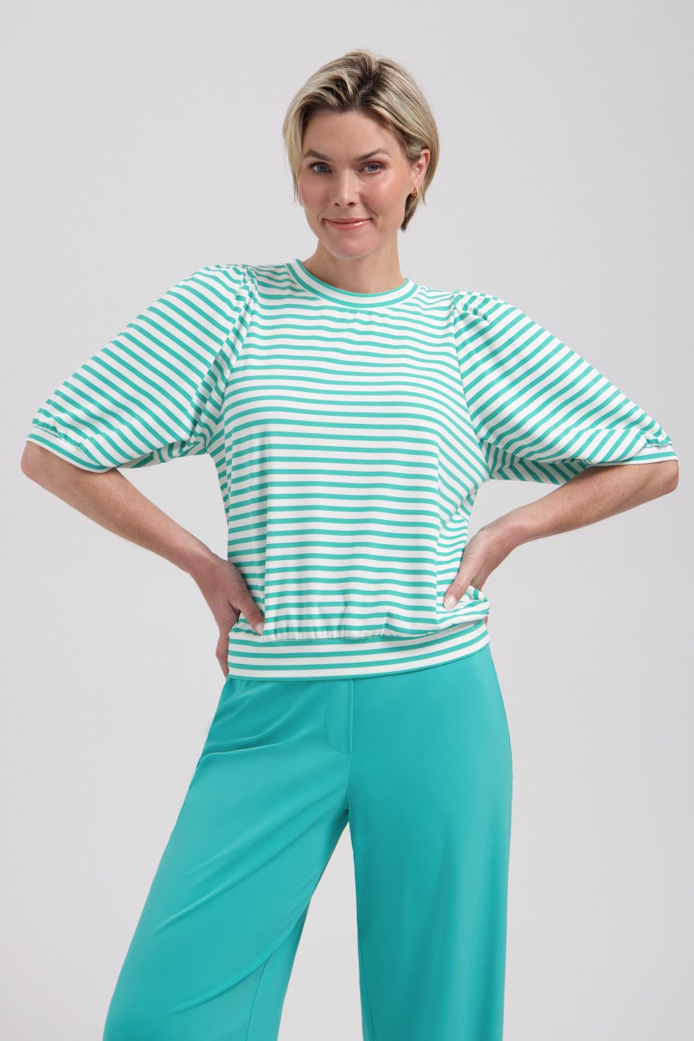 Lady Day - Amie Structure Travelstof Top - White/atlantis