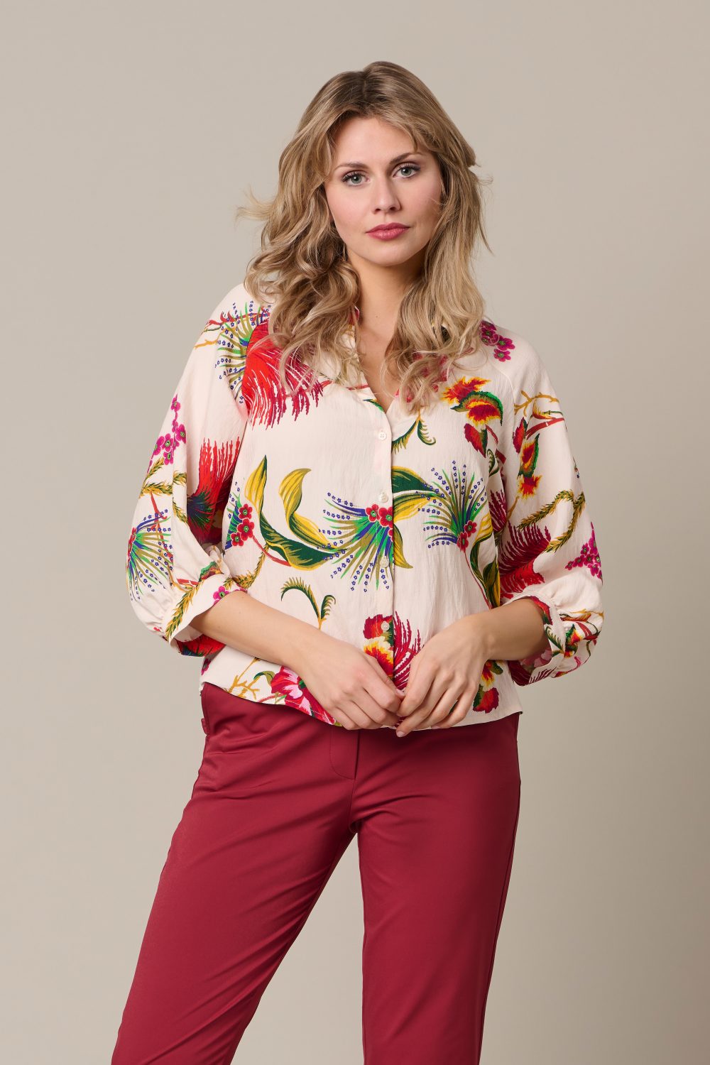 &Co Woman - Marijke Flower - Claret multi