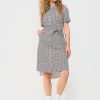 Mi Piace - Dress Short Sleeves Mimimal Print - Espresso
