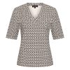 Mi Piace - T Shirt V Neck Minimal Print - Espresso