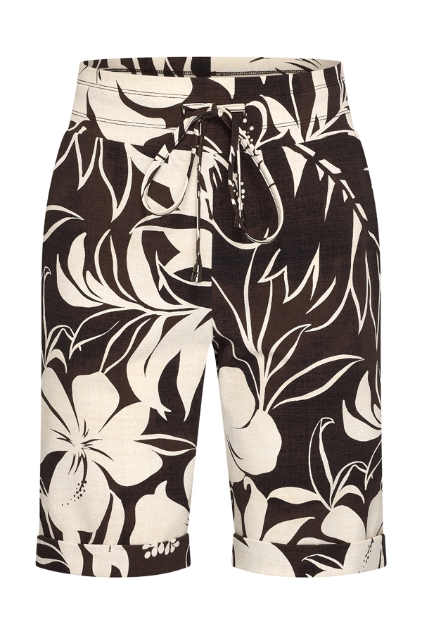 Mi Piace - Bermuda Tropical Hibiscus Print - Espresso
