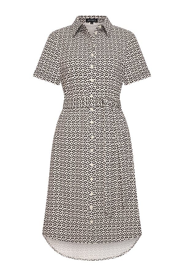 Mi Piace - Dress Short Sleeves Mimimal Print - Espresso