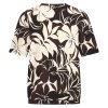 Mi Piace - Top V Neck Pleated Short Sl.- Espresso