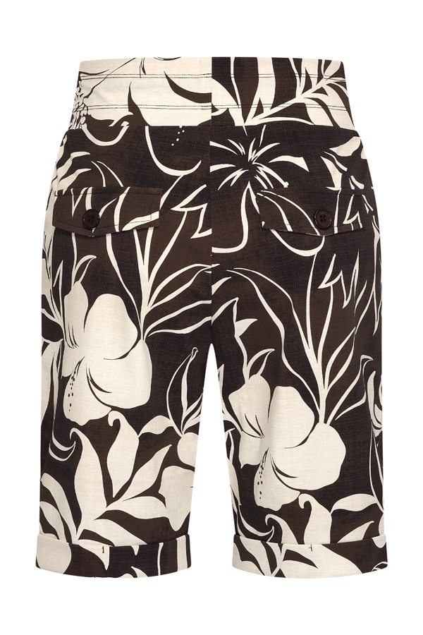 Mi Piace - Bermuda Tropical Hibiscus Print - Espresso