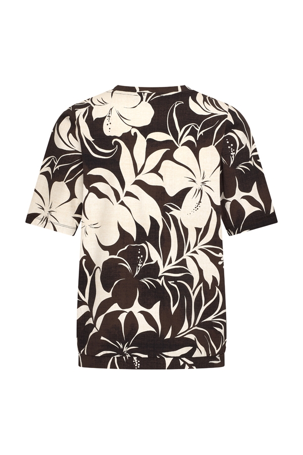 Mi Piace - Top V Neck Pleated Short Sl.- Espresso