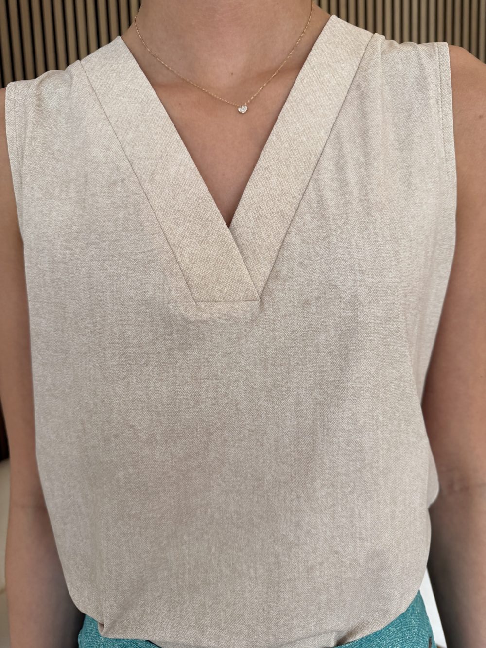 Mi Piace - Top Linnen Structure Print - Latte | Morgen in huis!