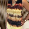 Mi Piace - Top Ikat Stripe Print - Espresso | Morgen in huis!